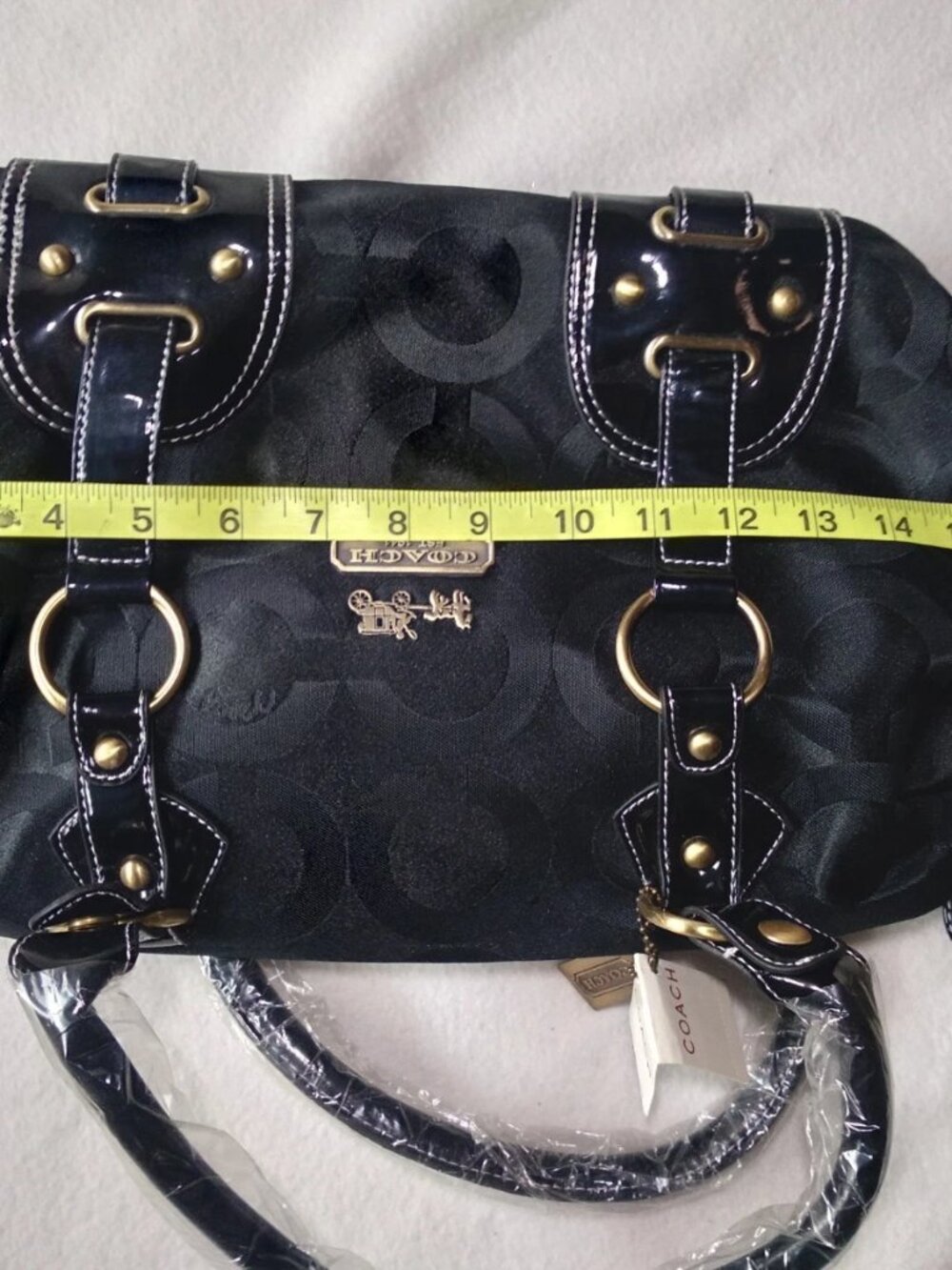 Vintage Authentic Coach Satchel with Removable Strap Leather Trim New with Tags - Picture 10 of 12